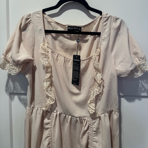 NWT Scarlet Darkness Victorian Renaissance Ruffle High-Low Dress in Apricot - Picture 2 of 9